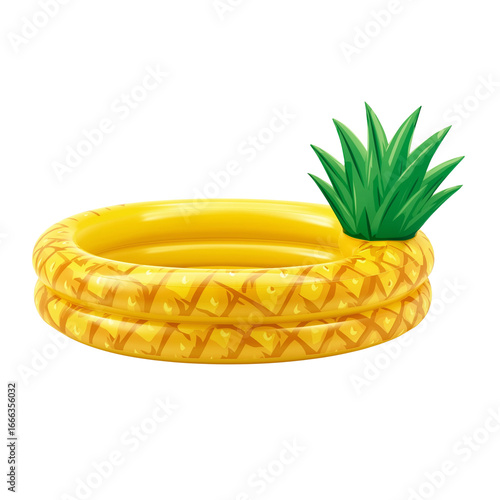 Giant inflatable pineapple-shaped pool on transparent background, cutout