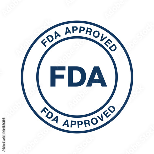 Circular stamp fda approved seal official government health quality assurance label vector