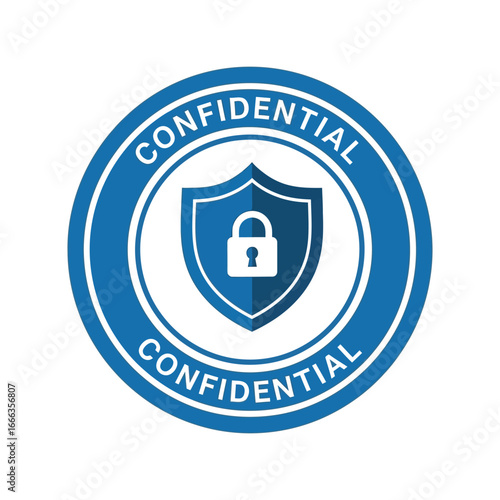 Secure confidentiality stamp emblem with shield lock symbol icon representing privacy data protection vector