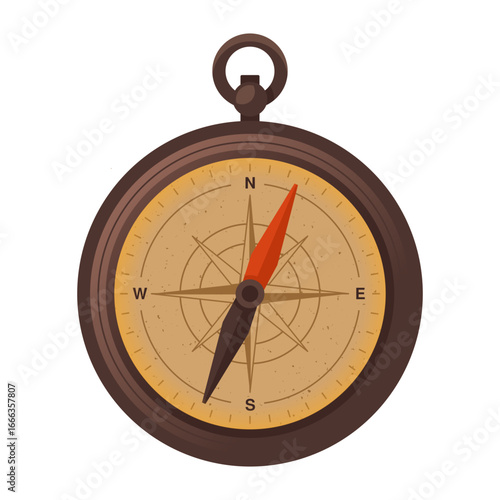 Vintage compass points north, perfect for adventure seekers and travel enthusiasts everywhere. Vector Illustration