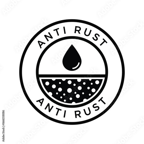 Anti rust protection icon waterproof sealant coating metal surface prevention symbol vector