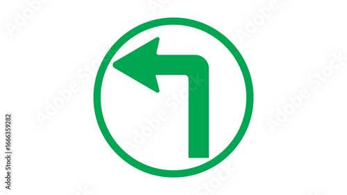 Free Download Green arrow indicating left turn traffic sign, website, web, UI, logo, design. with transparent background. - GFXLoad
