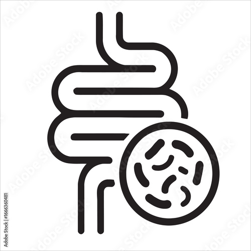 Gut Health Probiotics Line Art Icon