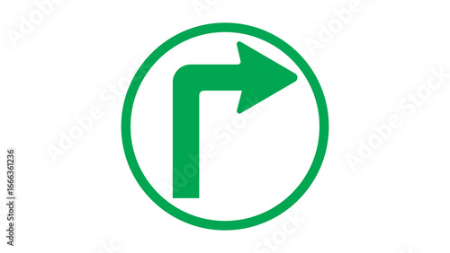 Free Download Green arrow indicating right turn traffic sign, website, web, UI, logo, design. with transparent background. - GFXLoad