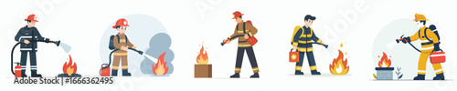 fire extinguisher vector is extinguishing the fire