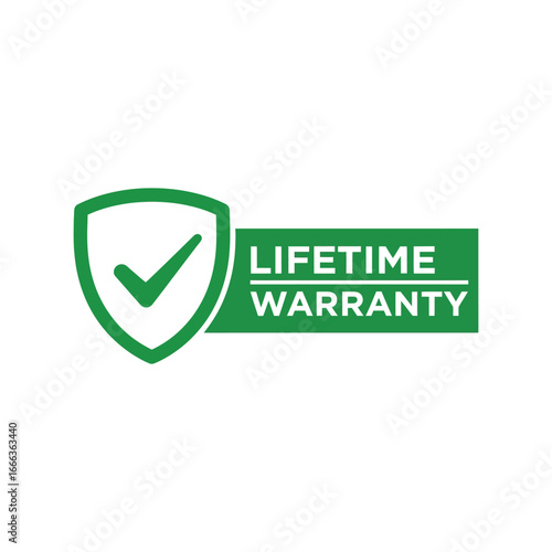Lifetime warranty shield guarantee assurance certification seal emblem icon vector vector