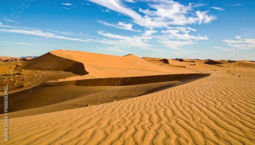 Smooth Sand Dunes and Wind Patterns in a Vast Desert Landscape