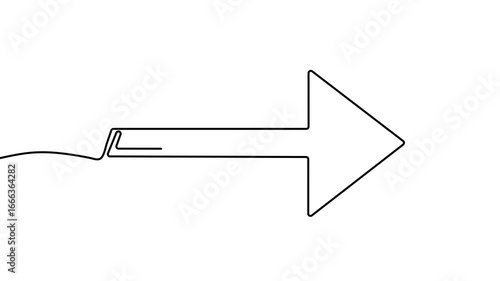 Animation of a single line drawing of an arrow. Continuous contour movement of an arrow. Continuous video with one line.