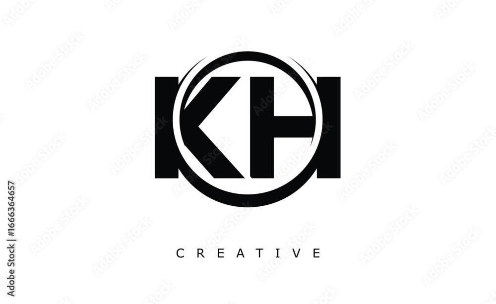 Fototapeta premium KH Letter Logo - Circular Monogram Emblem with Bold Minimal Design for Modern Branding