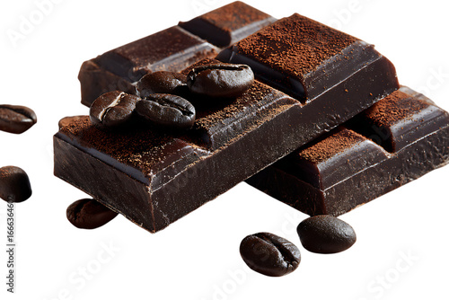 Dark chocolate bar with coffee beans