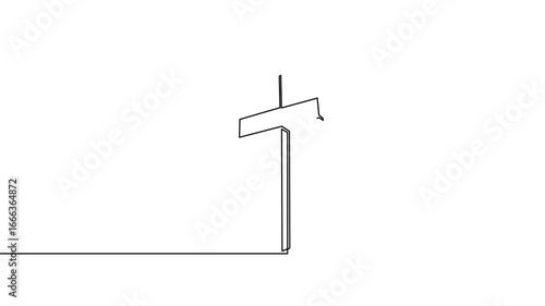 Animation of a single line drawing of a cross. Continuous contour movement of a cross. Continuous video with one line.