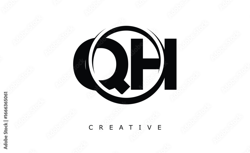 Fototapeta premium QH Letter Logo - Circular Monogram Emblem with Bold Minimal Design for Modern Branding
