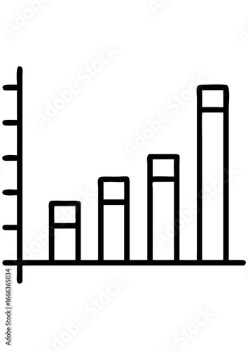 Bar chart showing data growth in minimalist black line design  