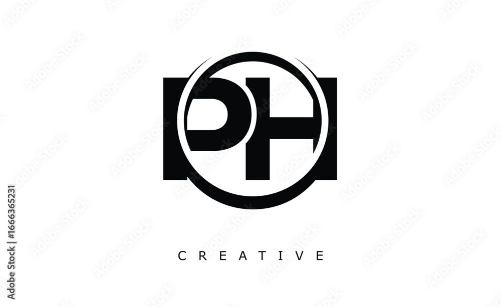 Obraz premium PH Letter Logo - Circular Monogram Emblem with Bold Minimal Design for Modern Branding