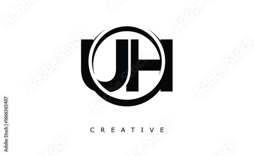 Free Download UH Letter Logo - Circular Monogram Emblem with Bold Minimal Design for Modern Branding - GFXLoad