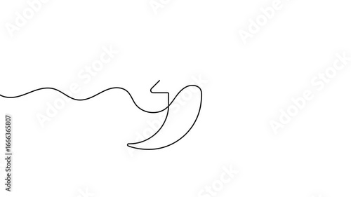Animation of a single line drawing of an upward arrow. Continuous contour movement of an upward arrow. Continuous video with one line.