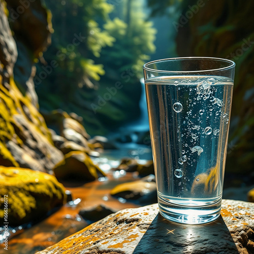 신선한 물이 담긴 물잔