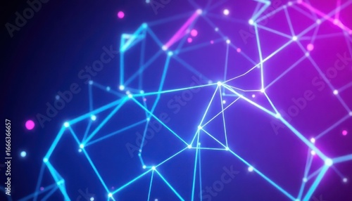 Vibrant abstract digital network of glowing lines and connected dots. Symbolizes technology, data, communication, and global connectivity for business and science.