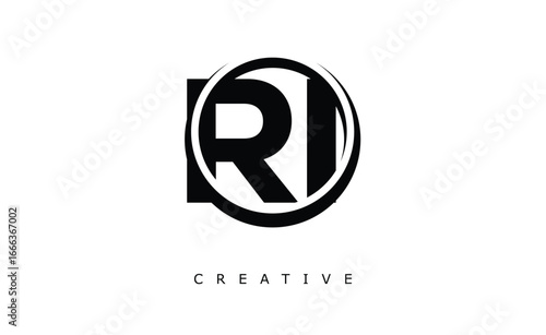 RI Letter Logo - Circular Monogram Emblem with Bold Minimal Design for Modern Branding