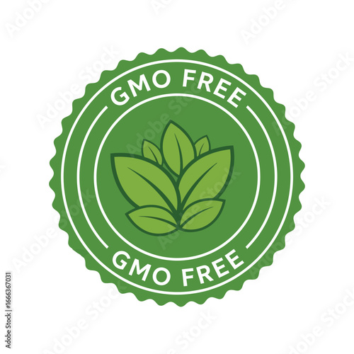 Green seal stamp indicating gmo free label for natural organic food and products vector