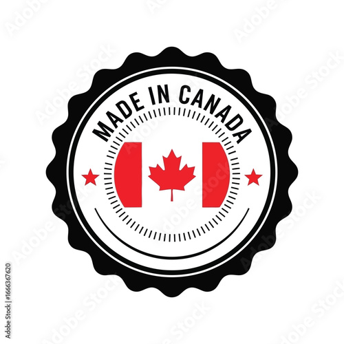 Circular seal stamp emblem of canada maple leaf flag authenticity guarantee origin stamp vector