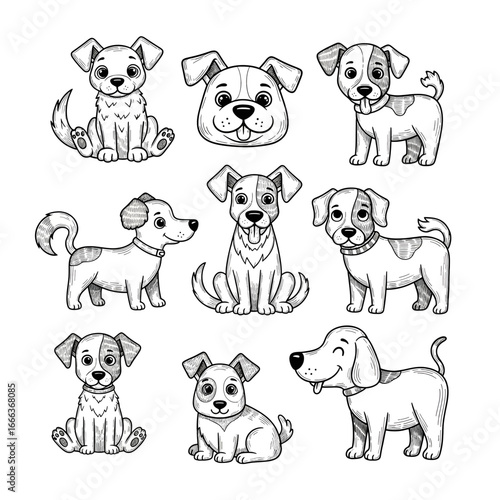 set of cartoon dogs