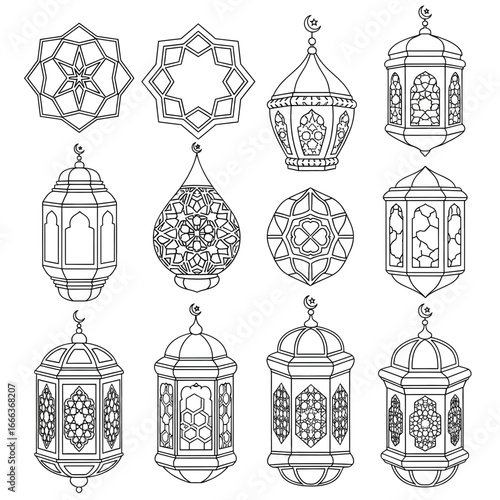 vector illustration of a set of Muslims occasion