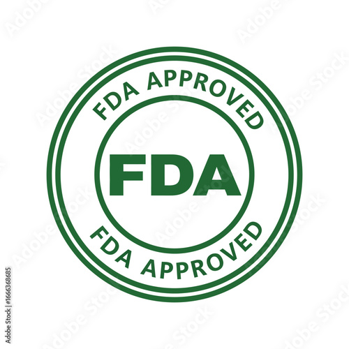 Fda approved stamp seal regulatory compliance health safety food medicine quality assurance medical approval vector