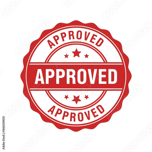 Approved stamp seal round emblem certified confirmation guarantee business document approval vector