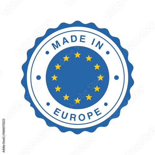 European union product quality seal stamp illustration for manufacturing and trade vector