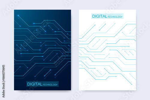 Abstract digital technology cover template design for a report and brochure, flyer, leaflets, poster, header, banner, website, presentation. Vector illustration