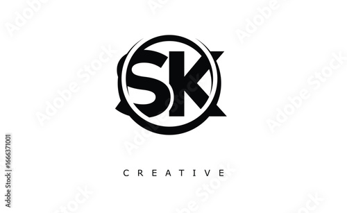 SK Letter Logo - Circular Monogram Emblem with Bold Minimal Design for Modern Branding