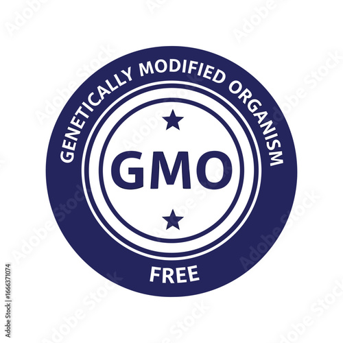 Gmo free label stamp certified genuine food product seal assurance guarantee vector vector