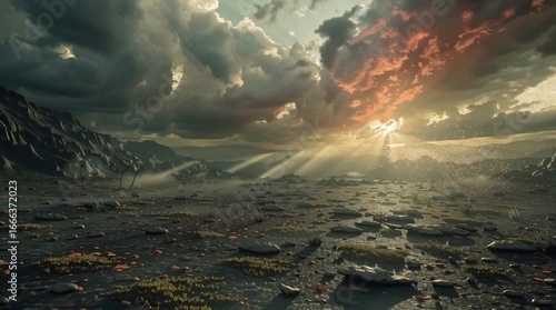 Apocalyptic Battlefield with Massive Destruction and Smoke