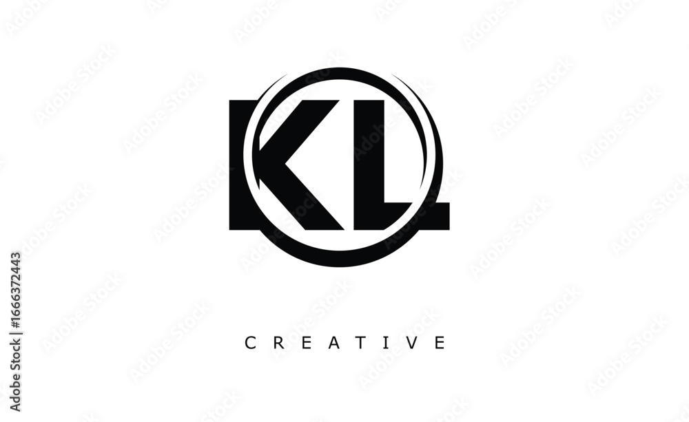 Fototapeta premium KL Letter Logo - Circular Monogram Emblem with Bold Minimal Design for Modern Branding