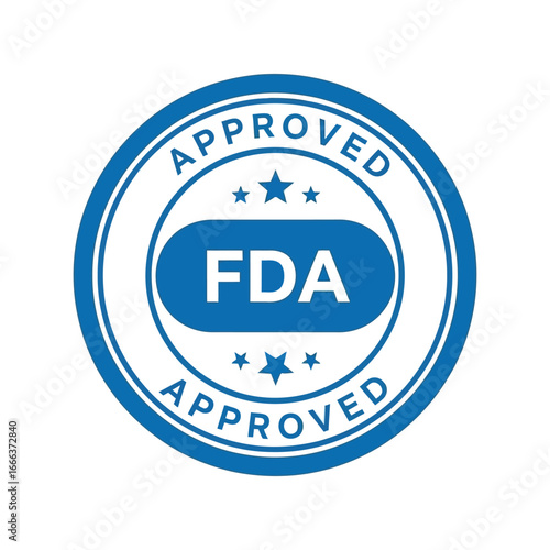 Fda approved stamp seal circular badge guarantee certified quality health safety regulatory compliance vector