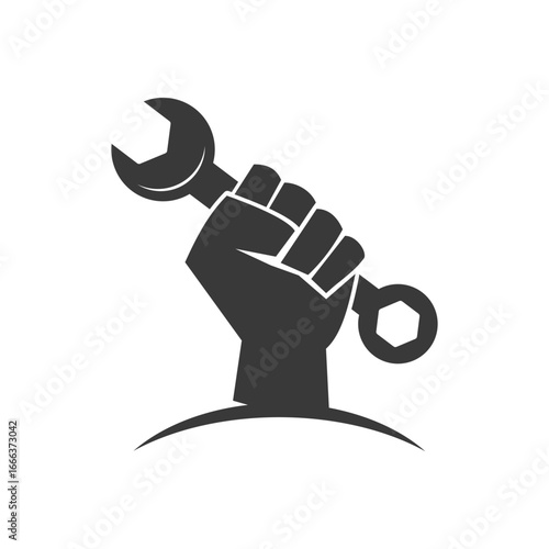 Wrench with hands logo template illustration