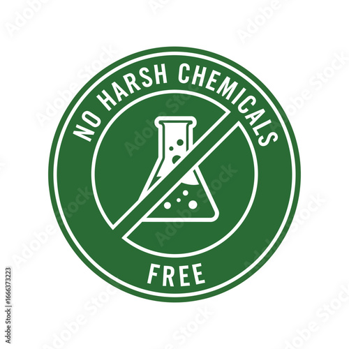 Eco friendly no harsh chemicals symbol green circle clean product seal assurance vector
