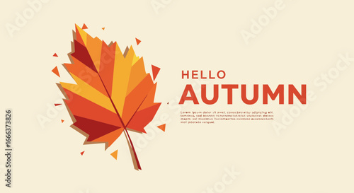 Abstract autumn leaf design with geometric shapes and warm autumnal colors