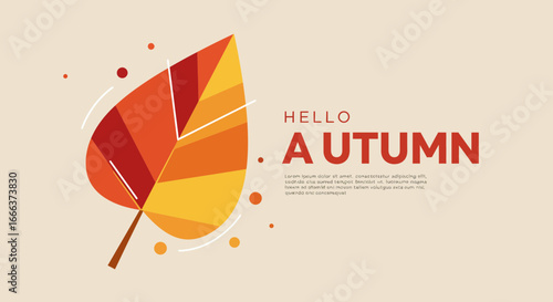 Graphic minimalist illustration celebrating autumn season with autumn leaf design