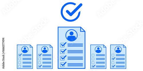 Selecting best candidate vector for human resources, hiring, and recruitment. Useful for illustrating a system for choosing the ideal person for a job.