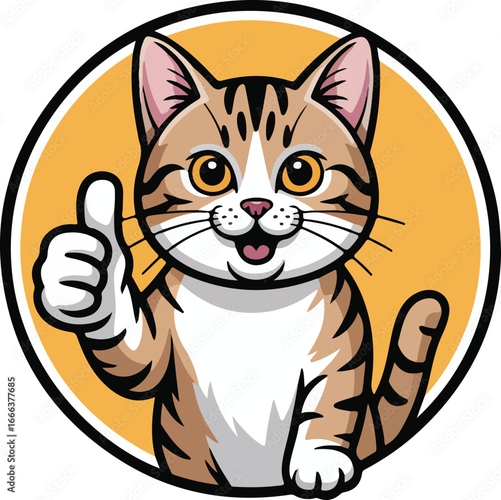 Fototapeta premium A cat giving a thumbs up gesture inside a circle shape
