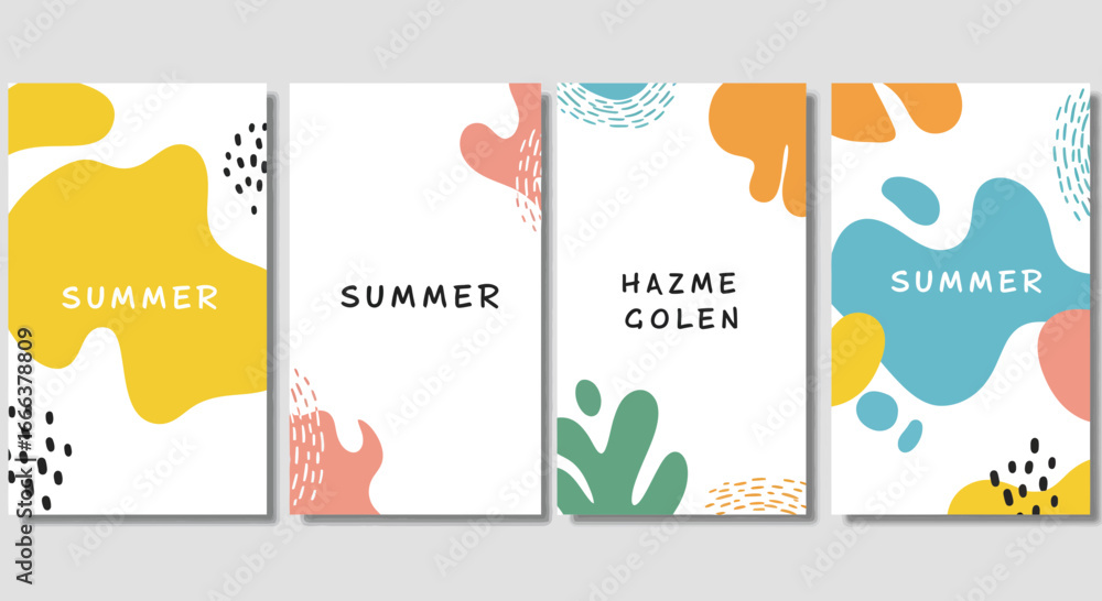 Naklejka premium Summer vibes: Abstract vector design for social media posts with playful shapes