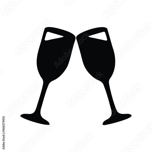 Illustration of two champagne glasses clinking to celebrate a special occasion