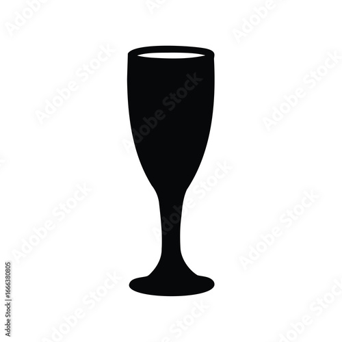 Elegant silhouette of a champagne flute, perfectly balanced against a white backdrop