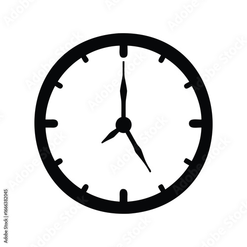 Black and white clock image showing the time at seven minutes past eight