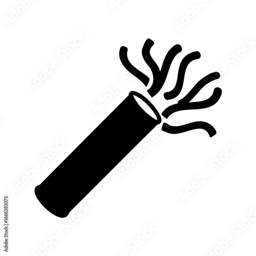 Black and white silhouette of a single burning flare releasing smoke