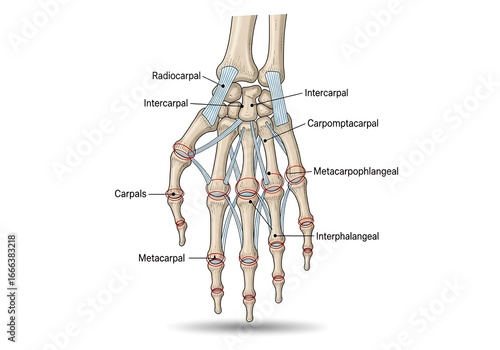 Human hand bones labeled