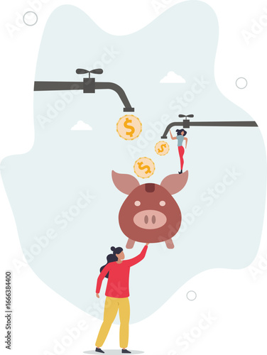 Multiple streams of income, passive income or revenue from invest in multi assets, side hustles to make money concept.life and employment of people.