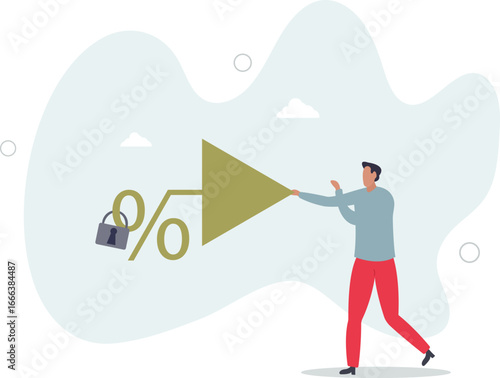 Fixed interest rate, mortgage or loan, fixed cost or constant price, banking or financial return rate concept.life and employment of people.